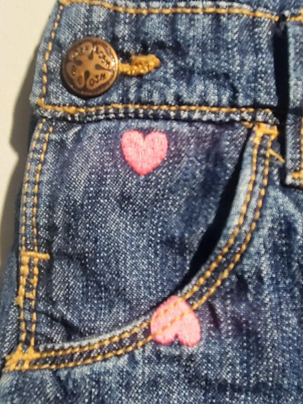 Oshkosh B’gosh Heart Embroidered Denim Shortalls sz 24 months